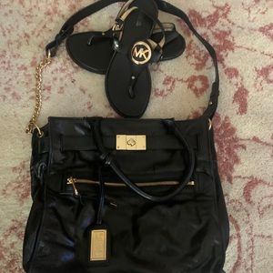 Badgley Mischka black&gold leather bag